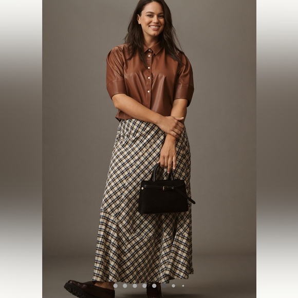 Anthropologie seamed plaid wrap maxi skirt - Picture 6 of 7